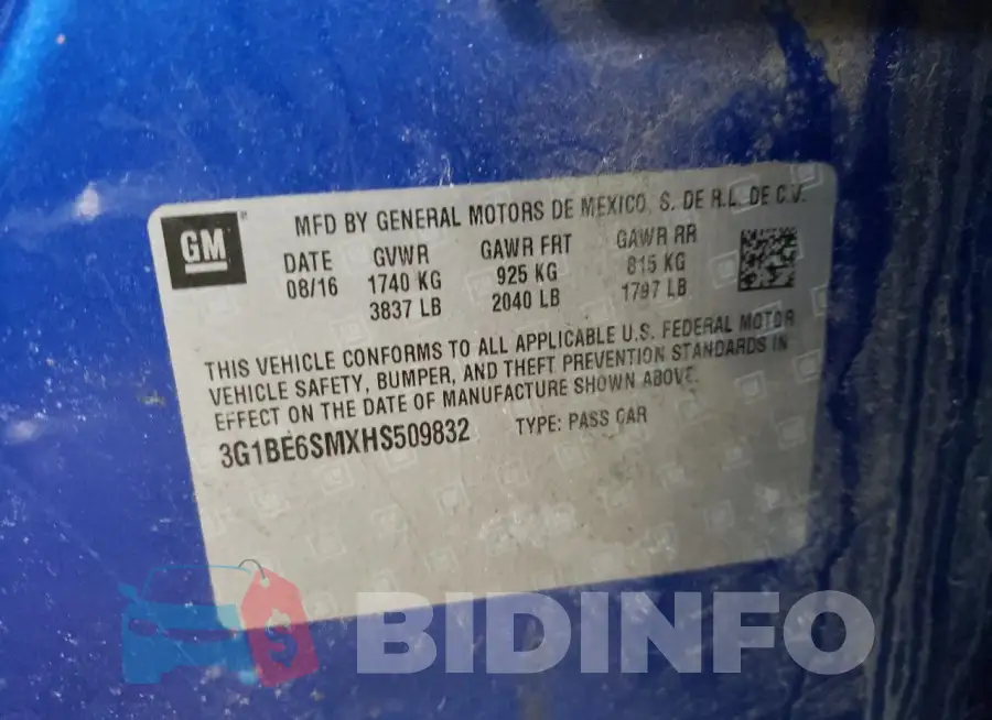3G1BE6SMXHS509832 Photo# 12