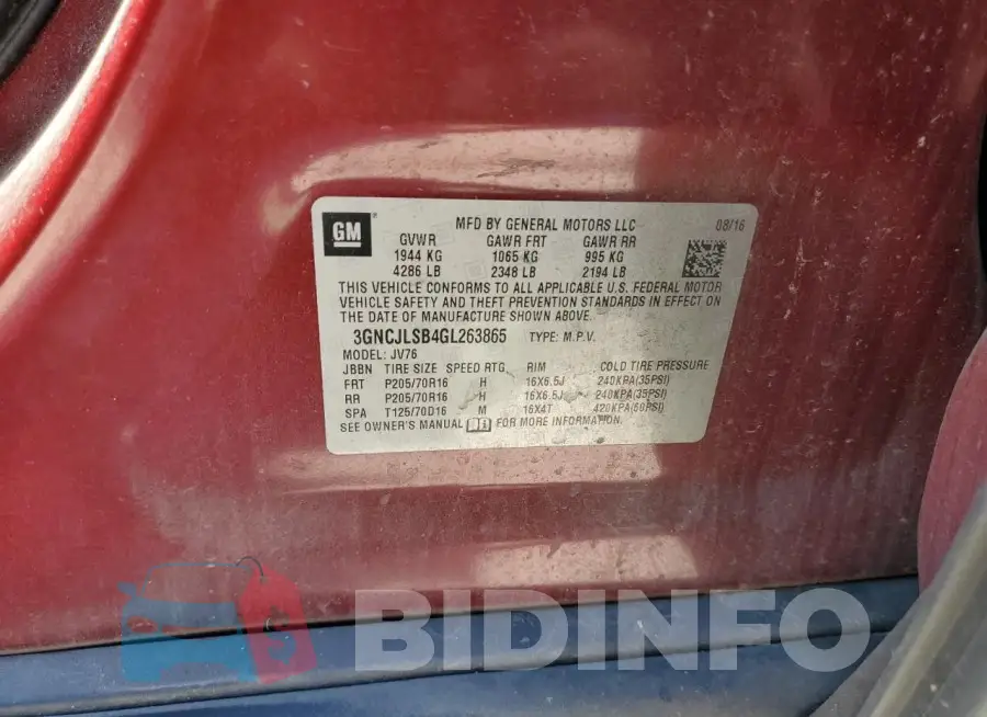 3GNCJLSB4GL263865 Photo# 13
