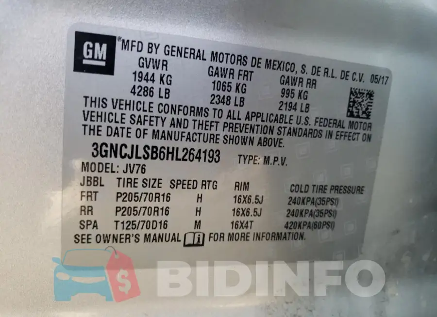 3GNCJLSB6HL264193 Photo# 12