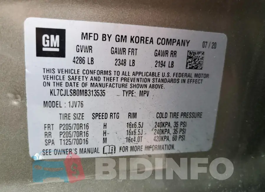 KL7CJLSB0MB313535 Photo# 13