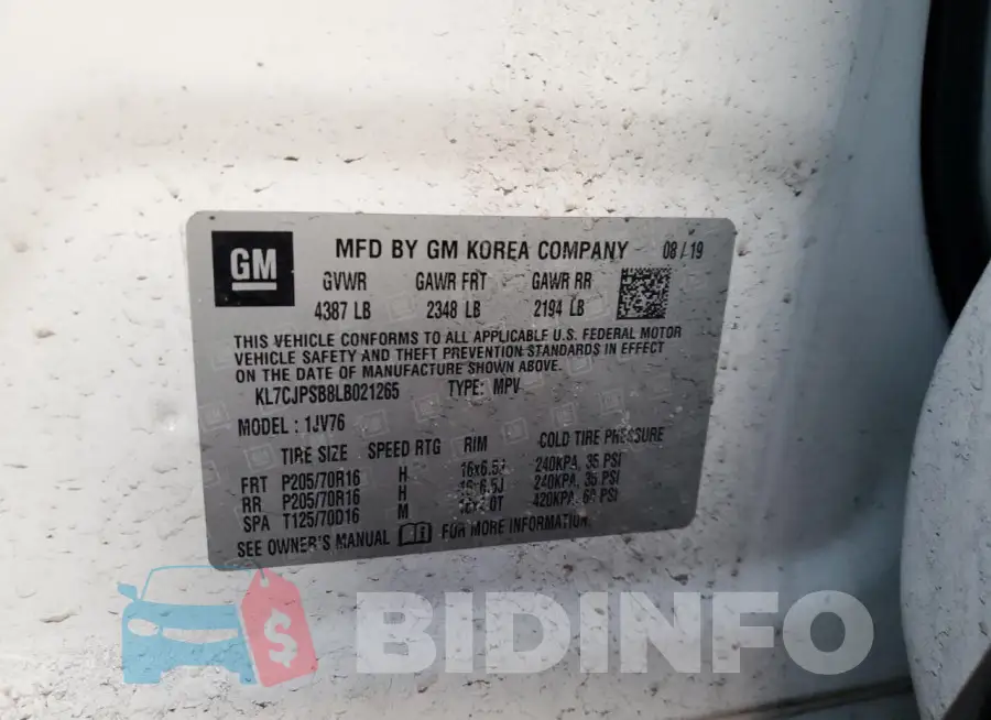 KL7CJPSB8LB021265 Photo# 12