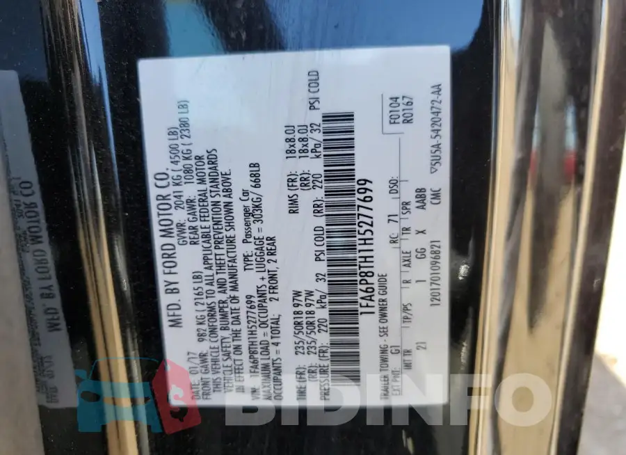 1FA6P8TH1H5277699 Photo# 12