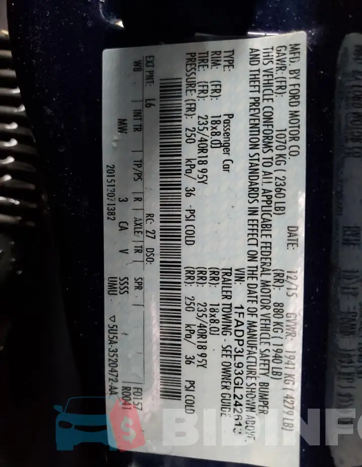 1FADP3L93GL242613 Photo# 12