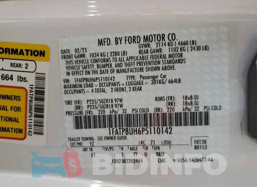1FATP8UH6P5110142 Photo# 12