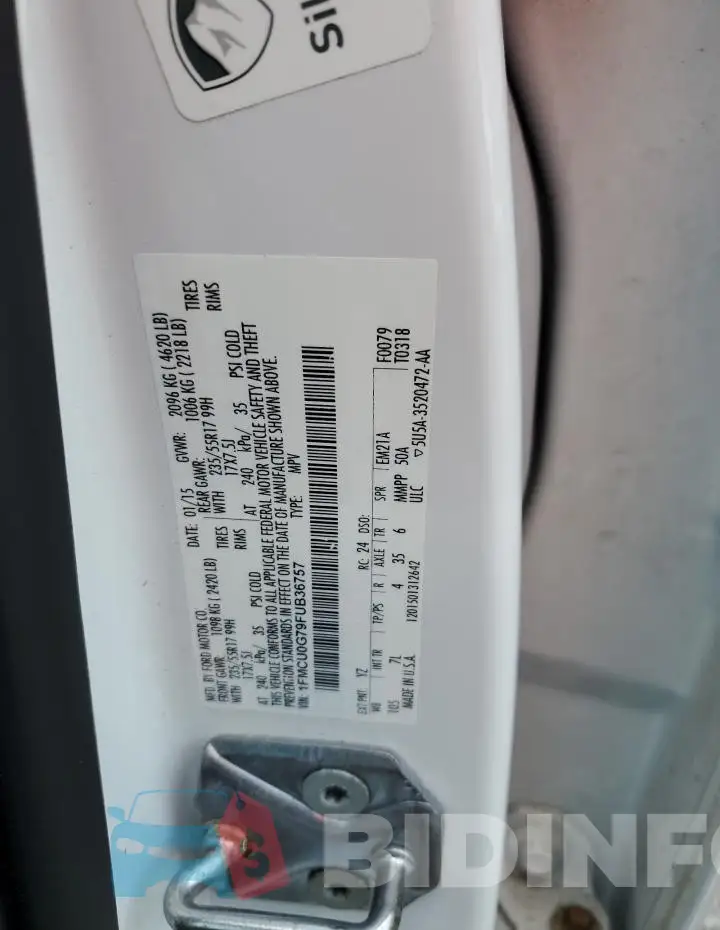 1FMCU0G79FUB36757 Photo# 13