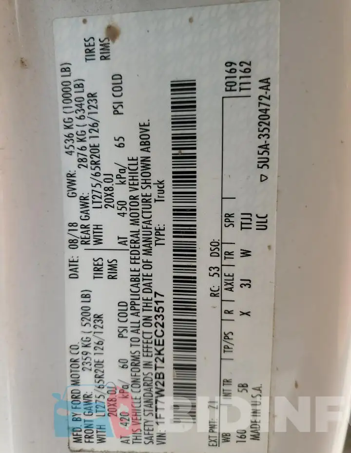 1FT7W2BT2KEC23517 Photo# 12