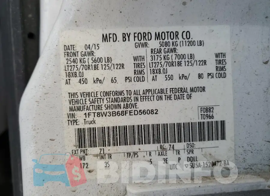 1FT8W3B68FED56082 Photo# 12