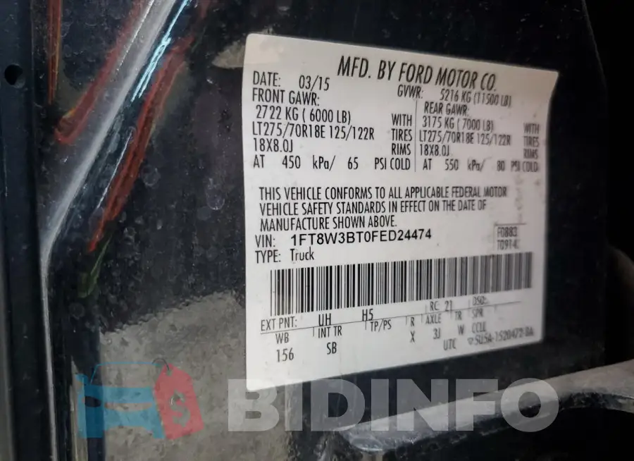 1FT8W3BT0FED24474 Photo# 12