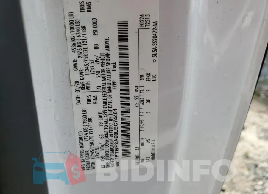 1FTBF2A68LEC74401 Photo# 12