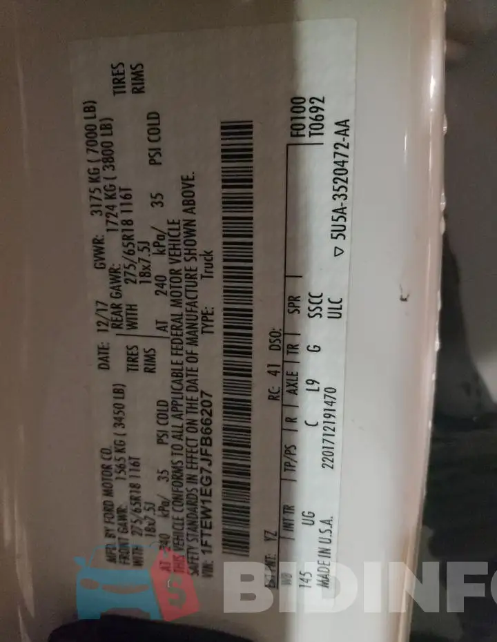 1FTEW1EG7JFB66207 Photo# 12