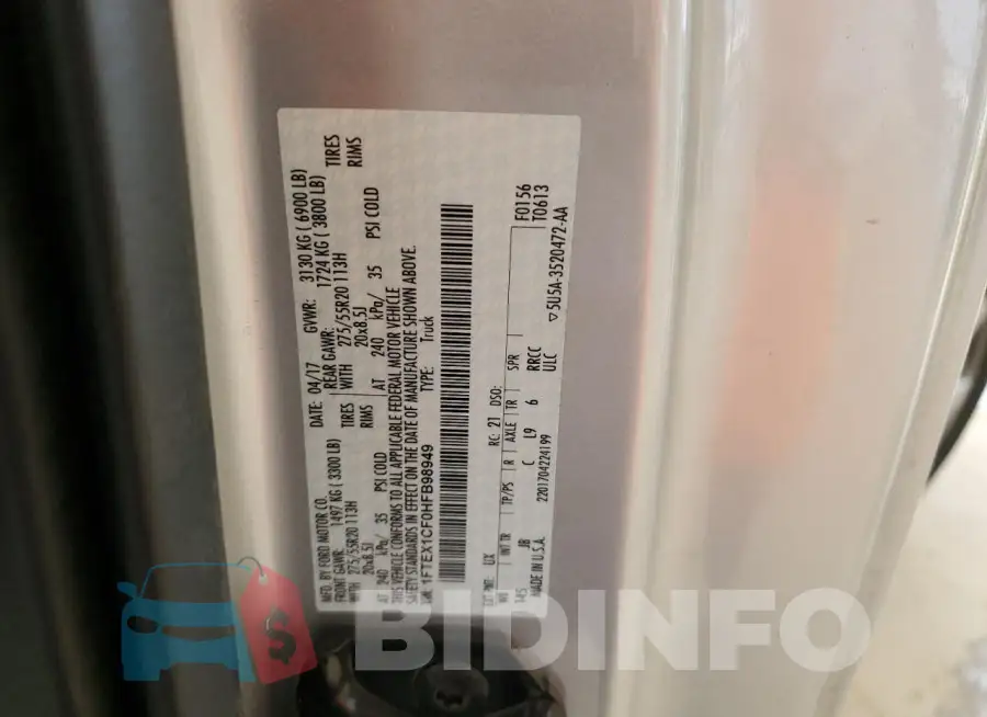 1FTEX1CF0HFB98949 Photo# 12