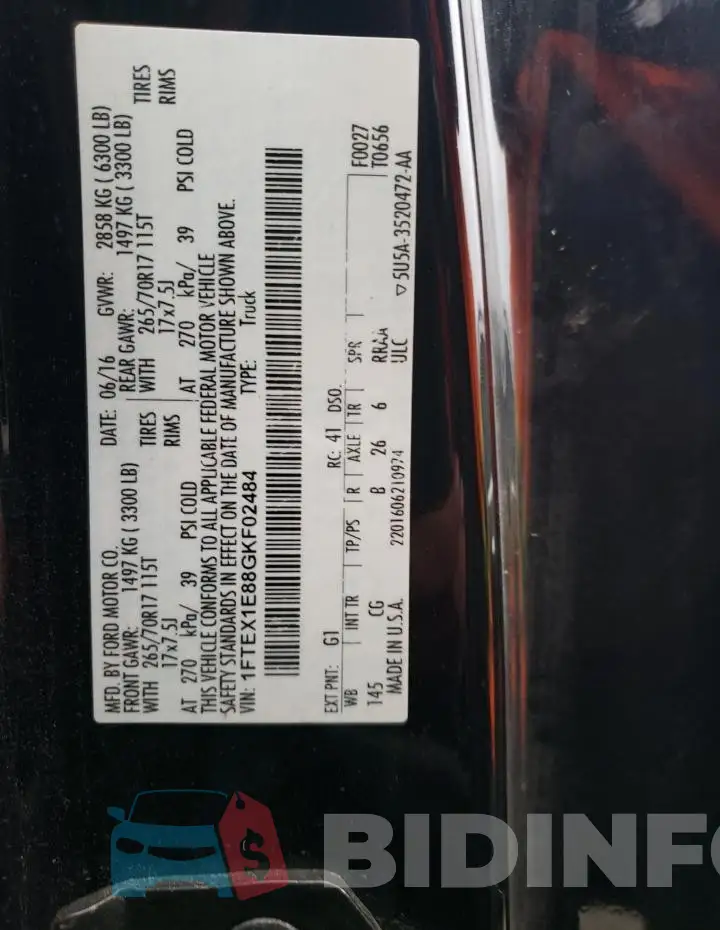1FTEX1E88GKF02484 Photo# 13