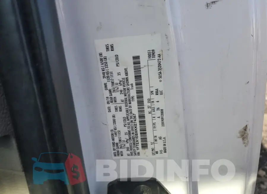 1FTEX1EBXKKE74367 Photo# 12