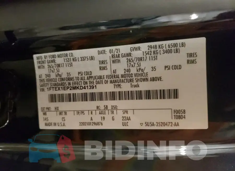 1FTEX1EP2MKD41391 Photo# 12