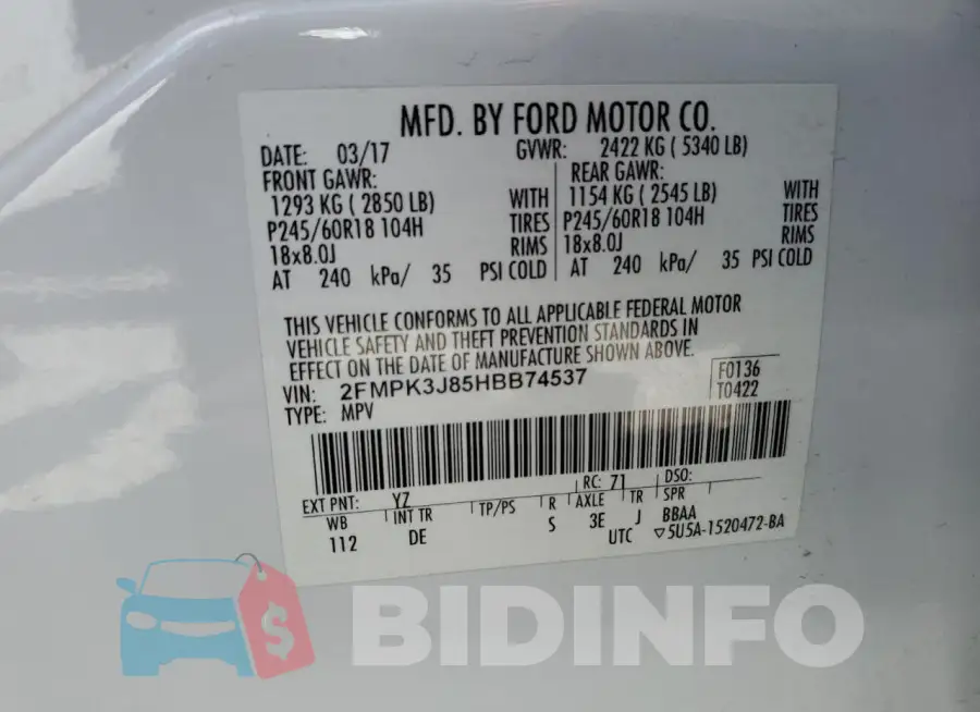 2FMPK3J85HBB74537 Photo# 13