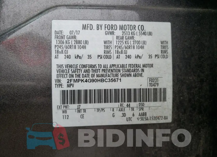 2FMPK4G90HBC35671 Photo# 12