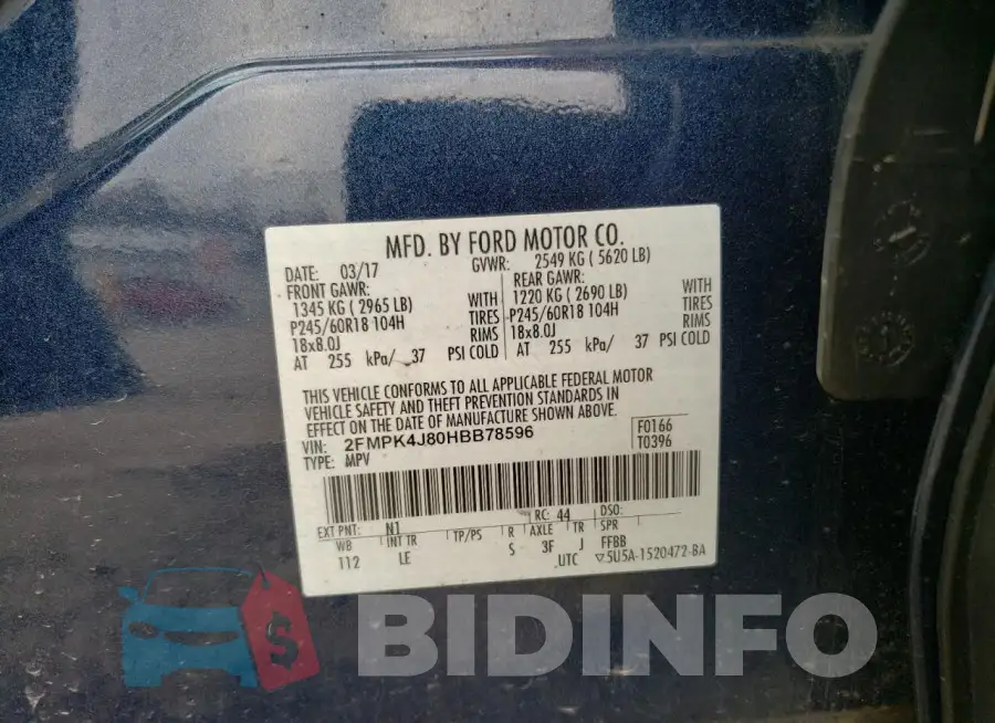 2FMPK4J80HBB78596 Photo# 12