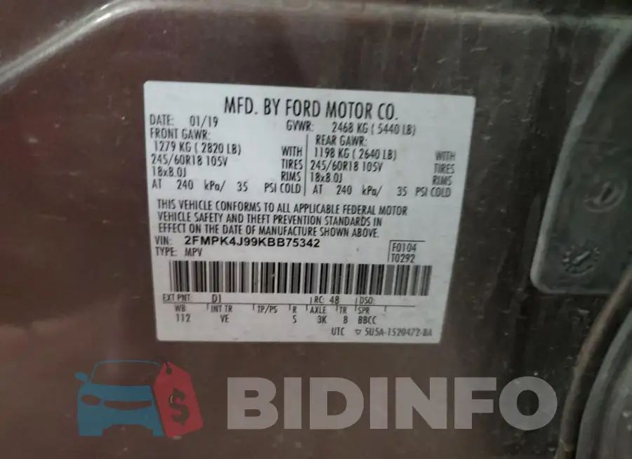 2FMPK4J99KBB75342 Photo# 12