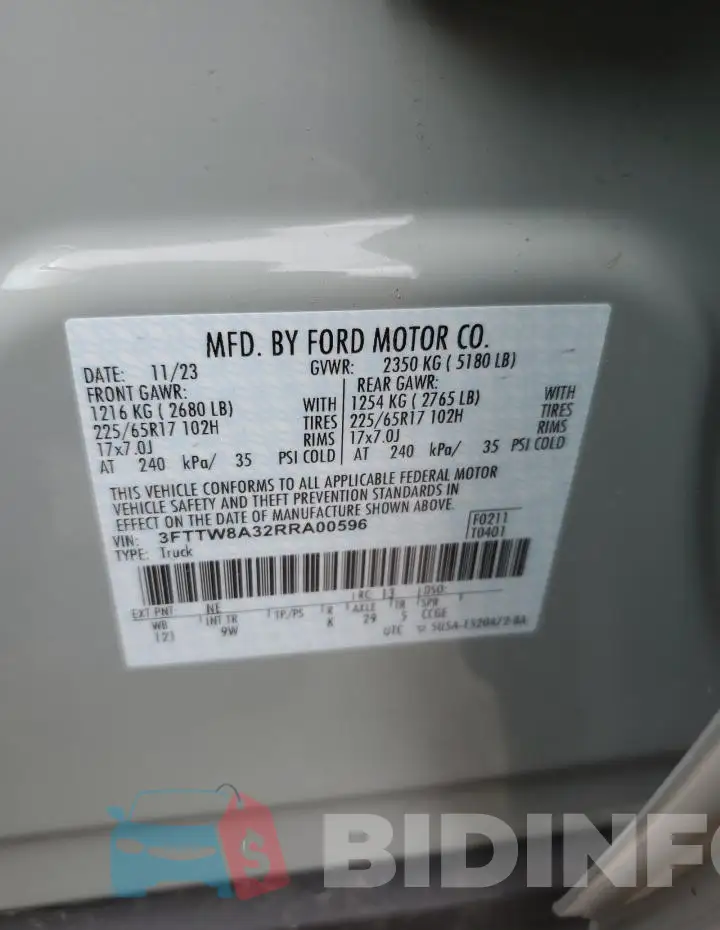 3FTTW8A32RRA00596 Photo# 12