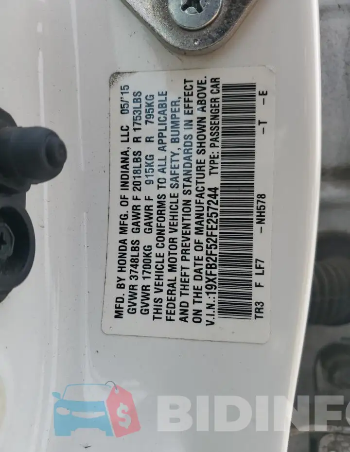 19XFB2F52FE257244 Photo# 12