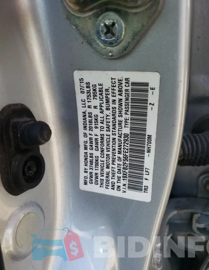19XFB2F56FE272930 Photo# 12