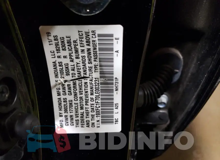 19XFC1F70LE003231 Photo# 12