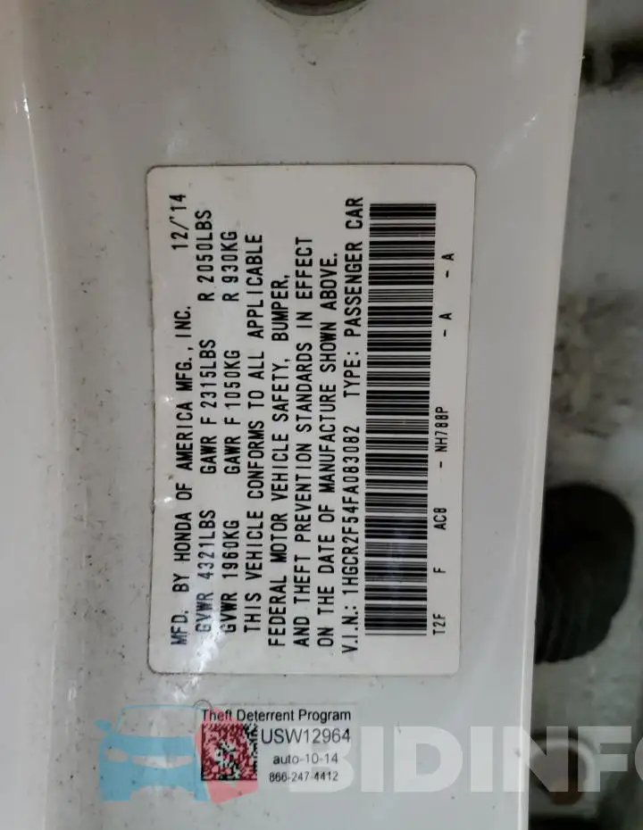1HGCR2F54FA083082 Photo# 12