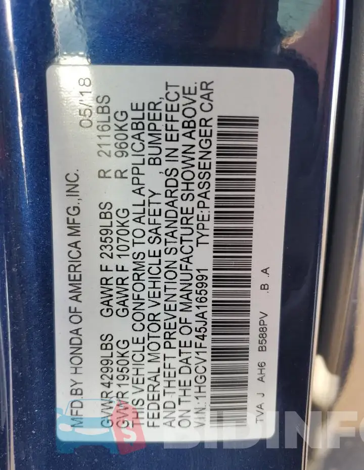 1HGCV1F45JA165991 Photo# 13