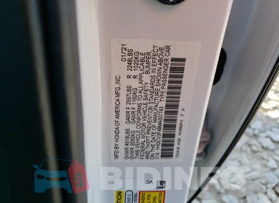1HGCV3F48MA007743 Photo# 12