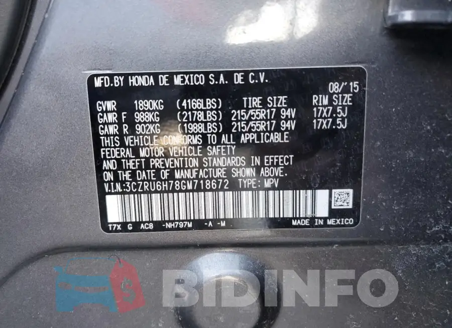 3CZRU6H78GM718672 Photo# 12