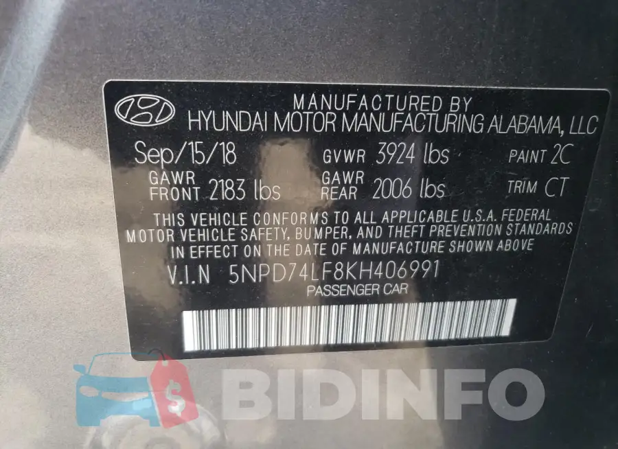 5NPD74LF8KH406991 Photo# 12