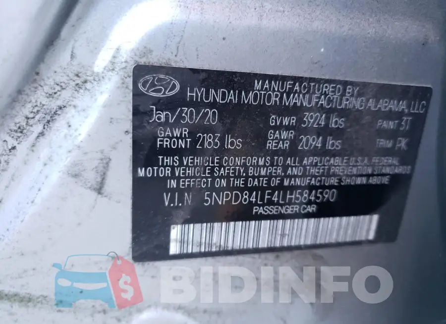 5NPD84LF4LH584590 Photo# 12