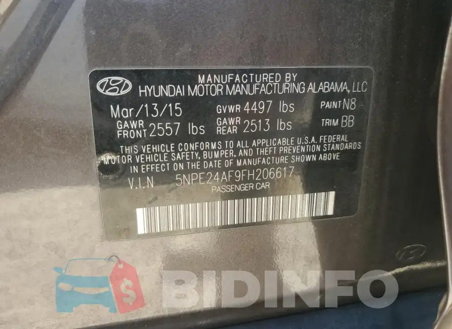 5NPE24AF9FH206617 Photo# 12
