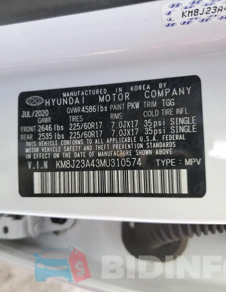 KM8J23A43MU310574 Photo# 12