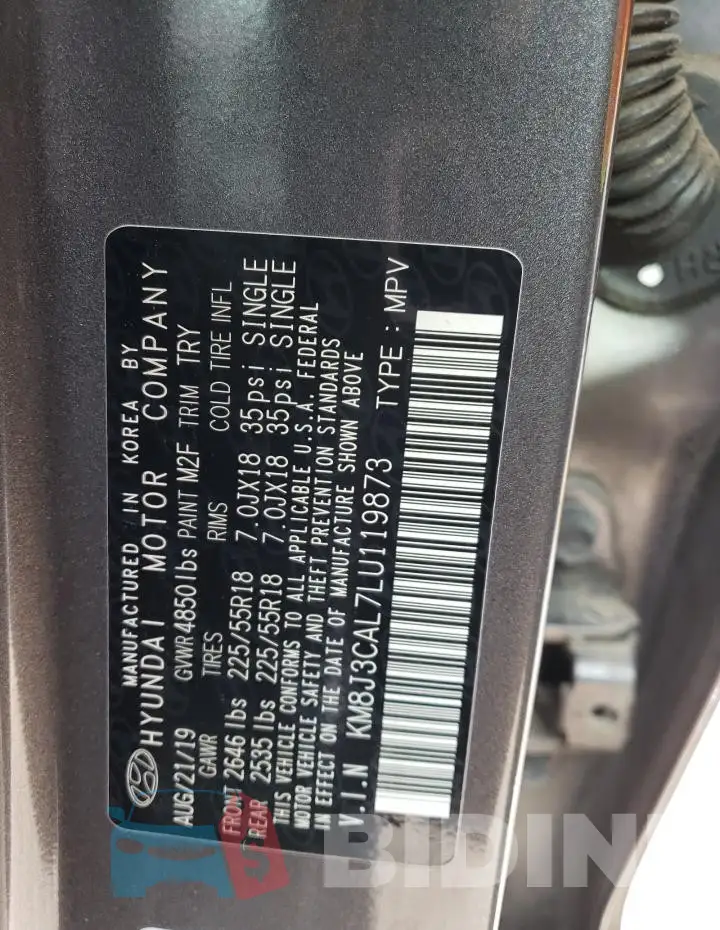 KM8J3CAL7LU119873 Photo# 12