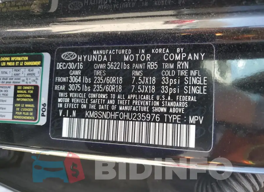 KM8SNDHF0HU235976 Photo# 13