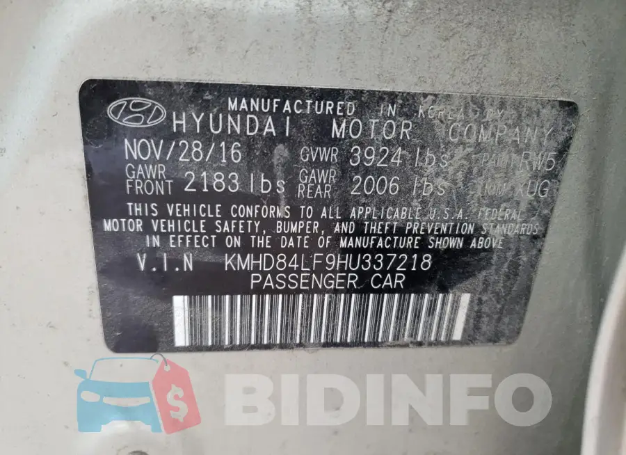KMHD84LF9HU337218 Photo# 12