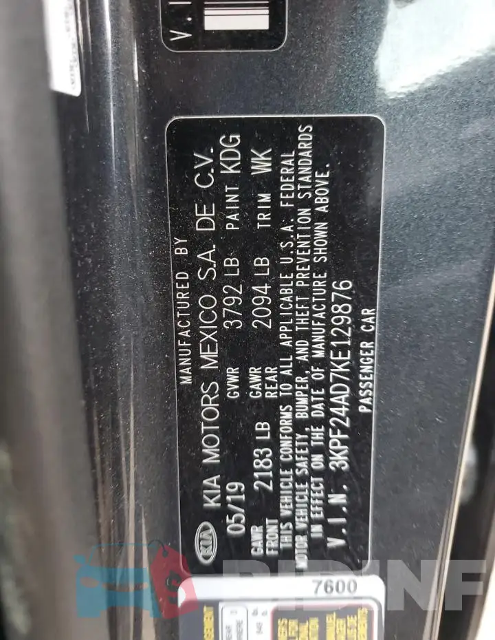 3KPF24AD7KE129876 Photo# 12