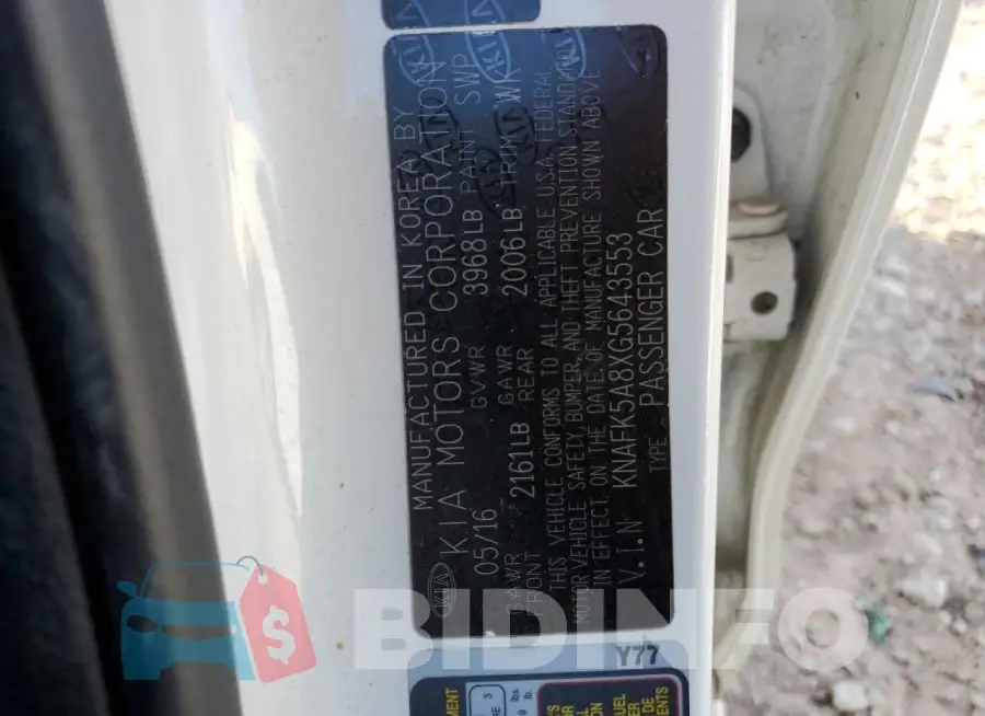KNAFK5A8XG5643553 Photo# 13
