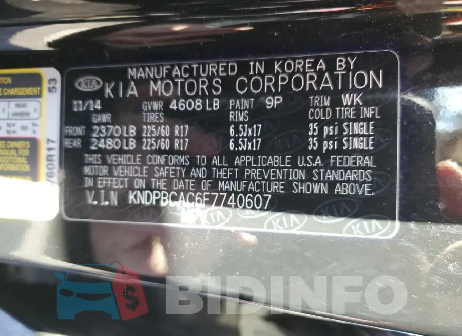 KNDPBCAC6F7740607 Photo# 13