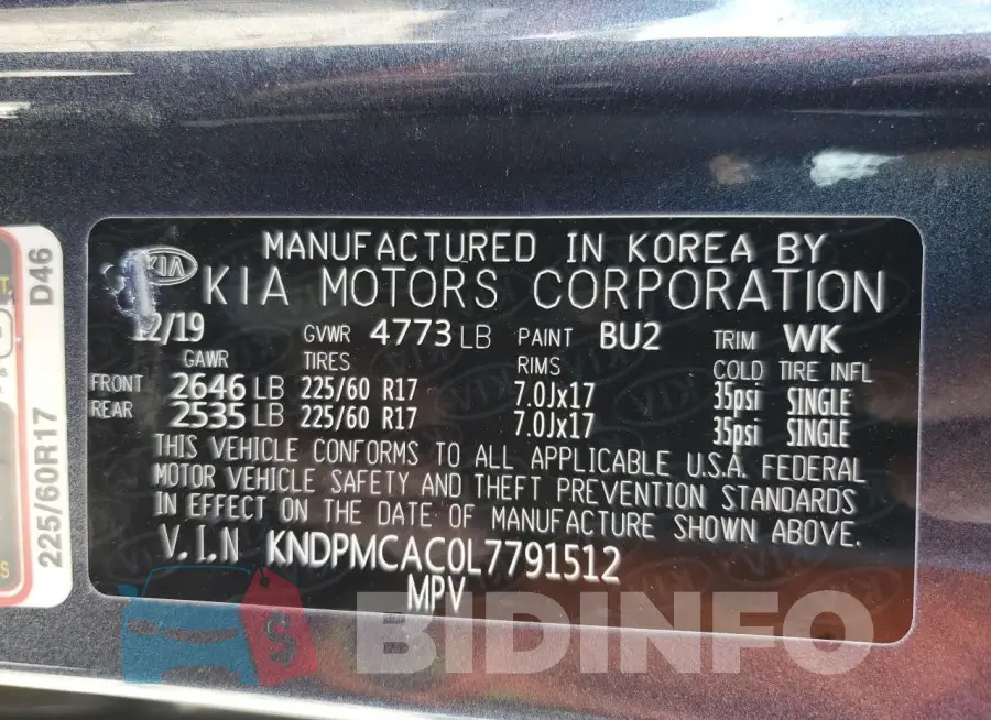 KNDPMCAC0L7791512 Photo# 13