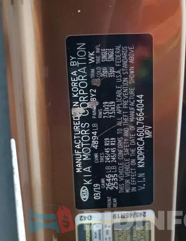 KNDPRCA60L7664044 Photo# 14