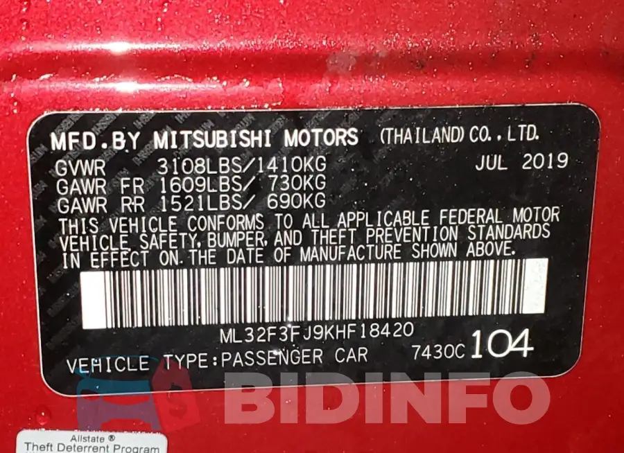 ML32F3FJ9KHF18420 Photo# 12