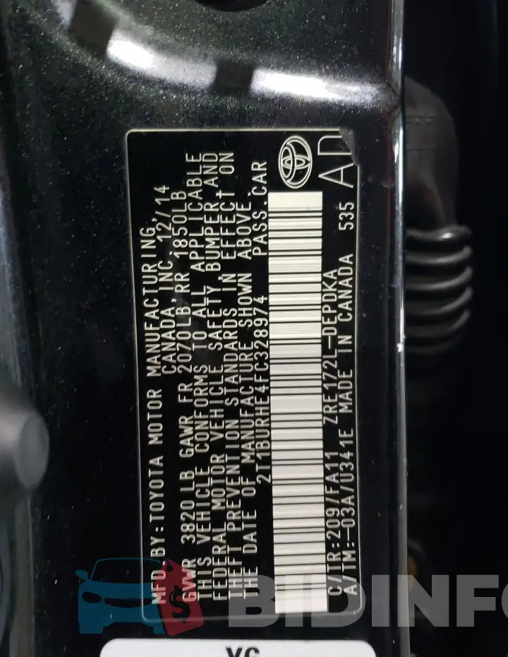 2T1BURHE4FC328974 Photo# 13