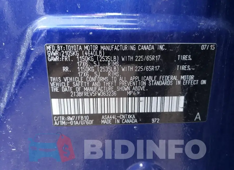 2T3BFREV5FW363236 Photo# 13