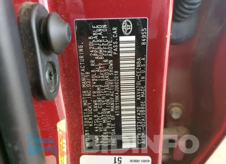 4T1B11HK4JU602018 Photo# 13