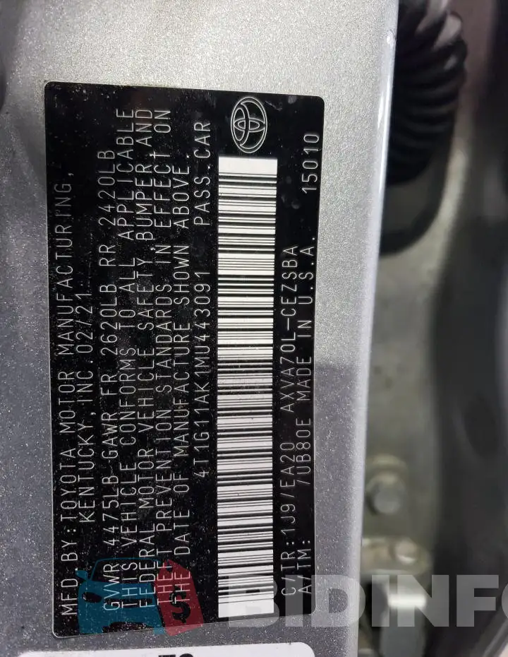 4T1G11AK1MU443091 Photo# 13