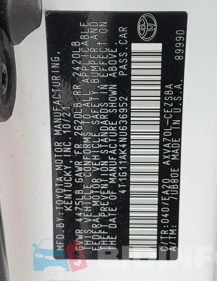 4T1G11AK4NU636952 Photo# 12