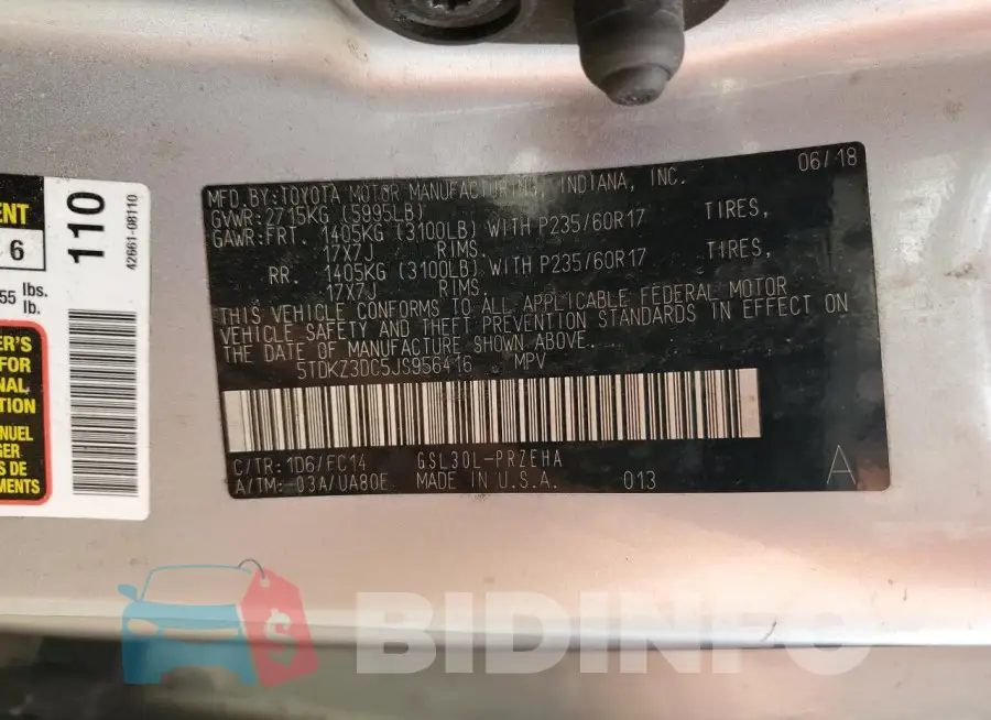 5TDKZ3DC5JS956416 Photo# 13