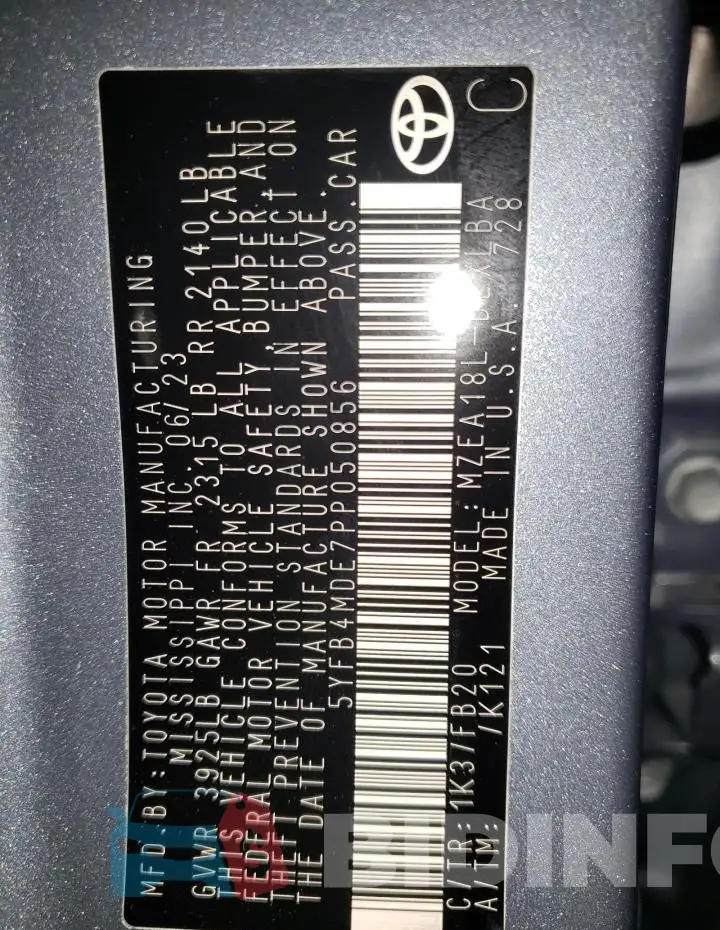 5YFB4MDE7PP050856 Photo# 12